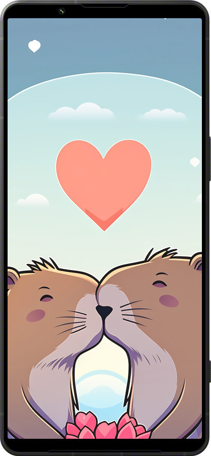 Силиконовый чехол Капибара любовь для Sony Xperia 1 VI - 6027u-3975 изображение 