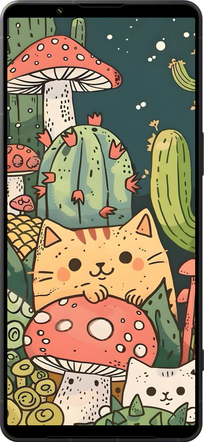 Силиконовый чехол Коты грибы для Sony Xperia 1 VI - 6321u-3975 изображение 