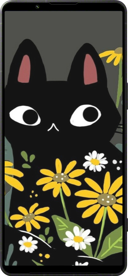 Силиконовый чехол Черный кот с цветами для Sony Xperia 1 VI - 6448u-3975 изображение 