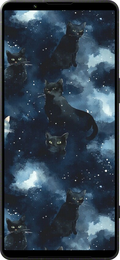 Силиконовый чехол Изображение Кошек с тёмной акварелью для Sony Xperia 1 VI - 6521u-3975 изображение 