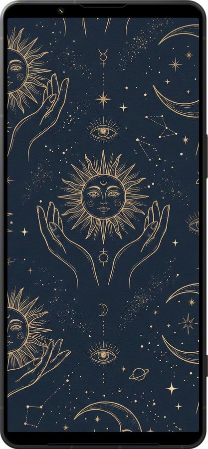 Силиконовый чехол Celestial Harmony: Sun & Moon Gold Mystic Pattern для Sony Xperia 1 VI - 6778u-3975 изображение 