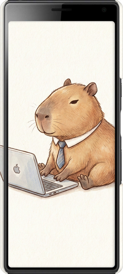2D пластиковый чехол Funny Capybara CEO Working для Sony Xperia 10 I4113 - 6777t-1688 изображение 