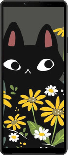 Силіконовий чехол Чорний кіт з квітами для Sony Xperia 10 IV - 6448u-2789 изображение 