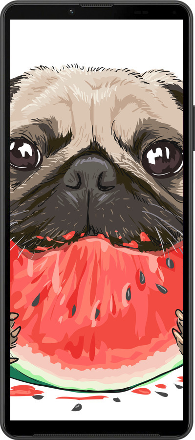 Силиконовый чехол Мопс и арбуз для Sony Xperia 10 IV - 4665u-2789 изображение 