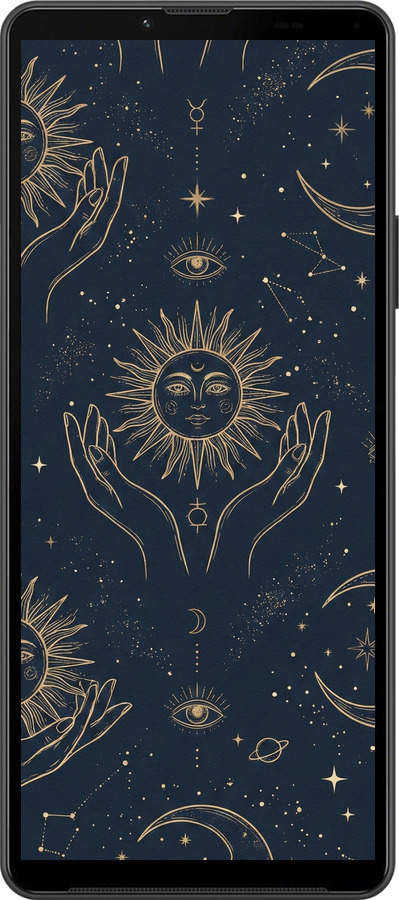 Силиконовый чехол Celestial Harmony: Sun & Moon Gold Mystic Pattern для Sony Xperia 10 IV - 6778u-2789 изображение 