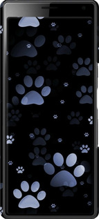 3D пластиковий матовий чехол З синіми відбитками лап для Sony Xperia 10 Plus I4213 - 6441m-1690 изображение 