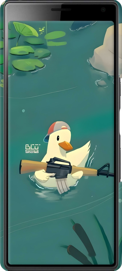 3D пластиковый матовый чехол Уточка с автоматом для Sony Xperia 10 Plus I4213 - 6356m-1690 изображение 