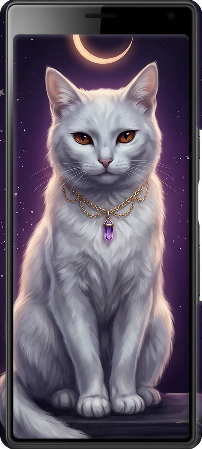 3D пластиковый матовый чехол Mystic White Cat Gothic Dark Purple Gold для Sony Xperia 10 Plus I4213 - 6805m-1690 изображение 