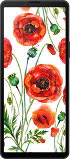 Силиконовый чехол Нарисованные маки для Sony Xperia 10 VI - 4278u-3976 изображение 