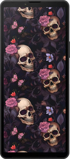 Силиконовый чехол Черепа и розы для Sony Xperia 10 VI - 6316u-3976 изображение 