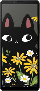 Силиконовый чехол Черный кот с цветами для Sony Xperia 10 VI - 6448u-3976 изображение 