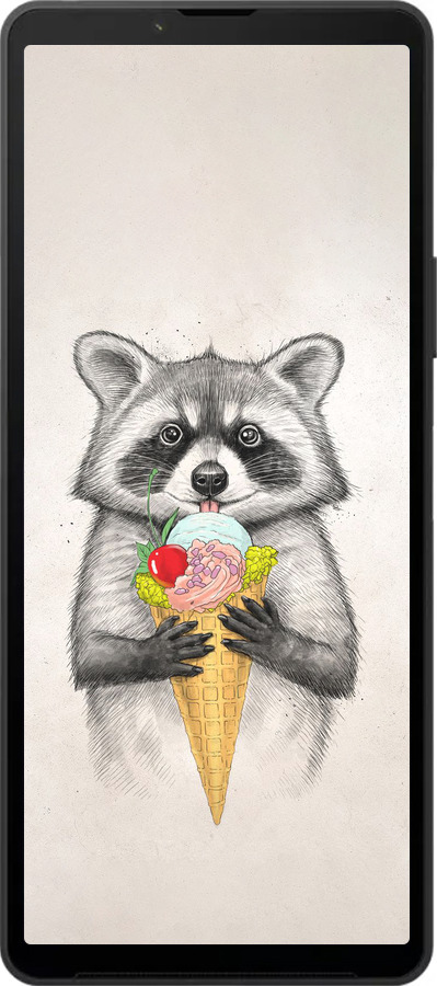 Силиконовый чехол Енотик с мороженым для Sony Xperia 10 VI - 4602u-3976 изображение 
