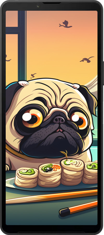 Силиконовый чехол Мопс и суши для Sony Xperia 10 VI - 5588u-3976 изображение 