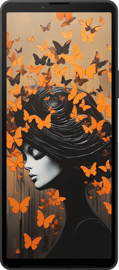 Силиконовый чехол Чехол для телефона Девушка с оранжевыми бабочками для Sony Xperia 10 VI - 5940u-3976 изображение 