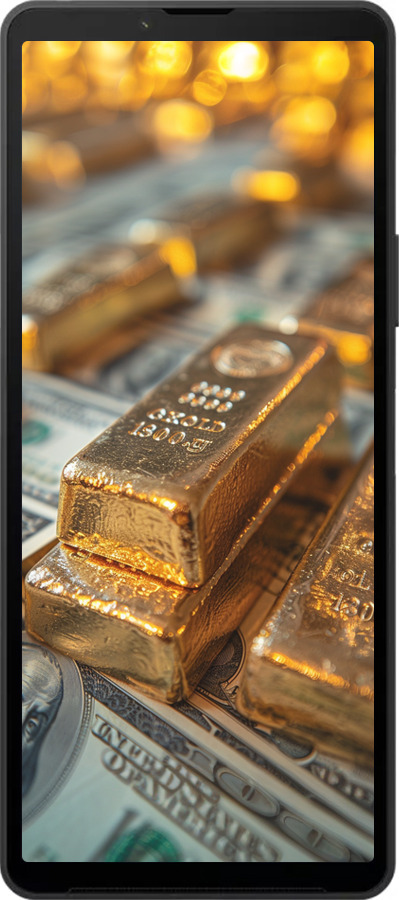 Силиконовый чехол Слитки и доллары для Sony Xperia 10 VI - 6105u-3976 изображение 