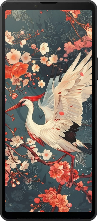 Силиконовый чехол Сакура и аист для Sony Xperia 10 VI - 6108u-3976 изображение 