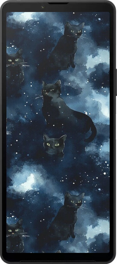 Силиконовый чехол Изображение Кошек с тёмной акварелью для Sony Xperia 10 VI - 6521u-3976 изображение 