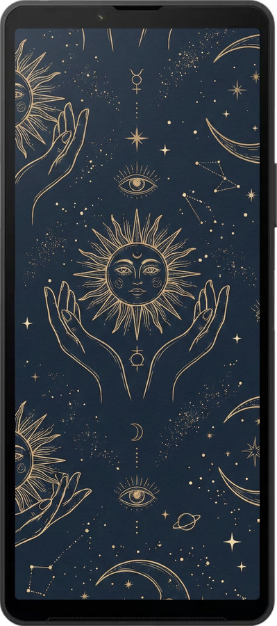 Силиконовый чехол Celestial Harmony: Sun & Moon Gold Mystic Pattern для Sony Xperia 10 VI - 6778u-3976 изображение 