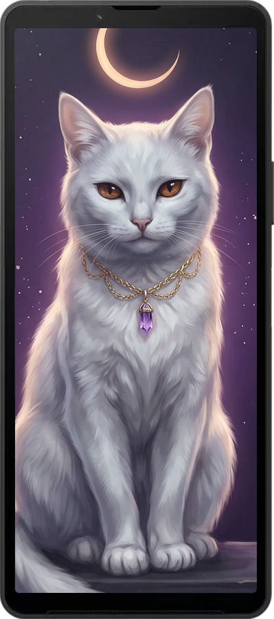 Силіконовий чехол Mystic White Cat Gothic Dark Purple Gold для Sony Xperia 10 VI - 6805u-3976 изображение 