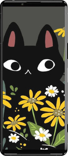 Силиконовый чехол Черный кот с цветами для Sony Xperia 5 III - 6448u-2580 изображение 