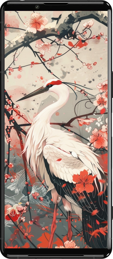 Силиконовый чехол Аист в цвету сакуры для Sony Xperia 5 III - 6109u-2580 изображение 