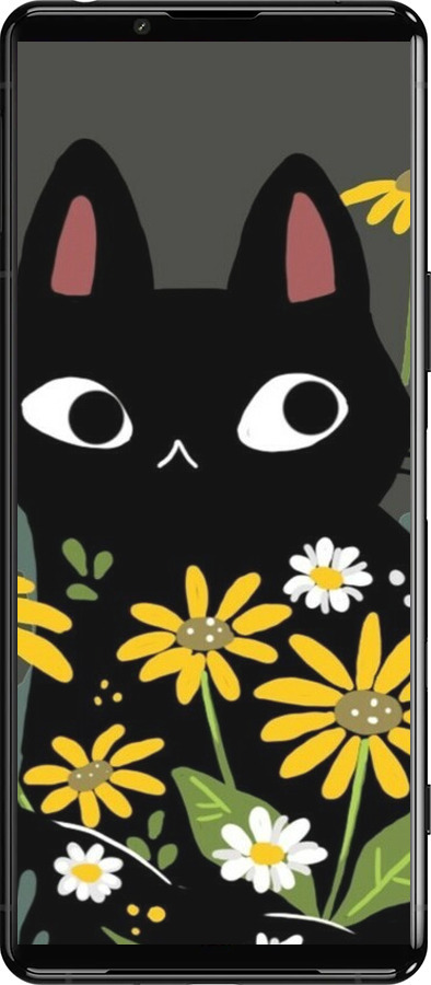 Силиконовый чехол Черный кот с цветами для Sony Xperia 5 III - 6448u-2580 изображение 