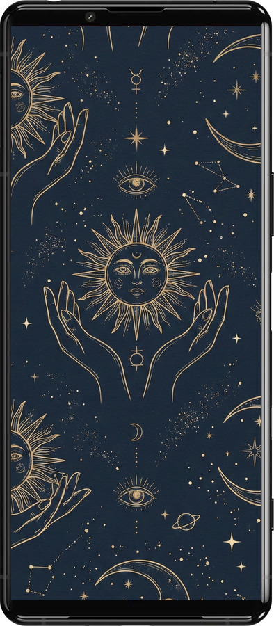 Силиконовый чехол Celestial Harmony: Sun & Moon Gold Mystic Pattern для Sony Xperia 5 III - 6778u-2580 изображение 
