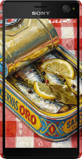 3D пластиковый матовый чехол Vintage Sardine Tin Phone для Sony Xperia C4 E5333 - 6772m-295 изображение 