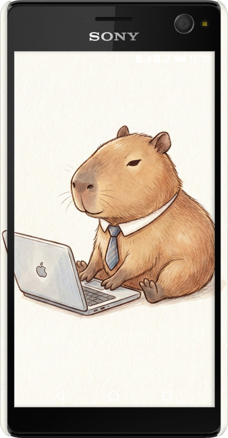 3D пластиковый матовый чехол Funny Capybara CEO Working для Sony Xperia C4 E5333 - 6777m-295 изображение 