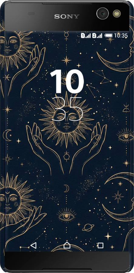 3D пластиковый матовый чехол Celestial Harmony: Sun & Moon Gold Mystic Pattern для Sony Xperia C5 Ultra Dual E5533 - 6778m-506 изображение 