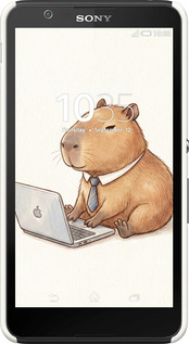 3D пластиковый глянцевый чехол Funny Capybara CEO Working для Sony Xperia E4 Dual E2115 - 6777c-87 изображение 