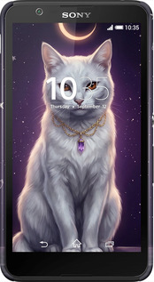 3D пластиковий матовий чехол Mystic White Cat Gothic Dark Purple Gold для Sony Xperia E4 Dual E2115 - 6805m-87 изображение 