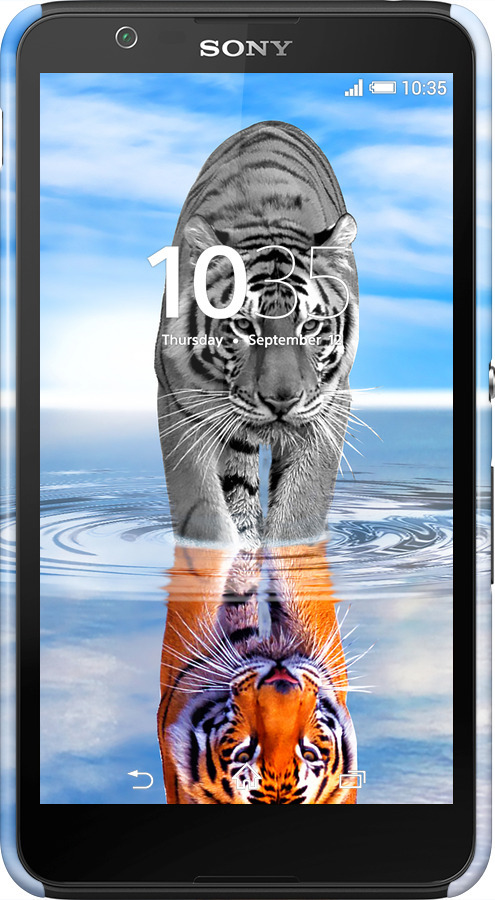 3D пластиковий матовий чехол Тигр для Sony Xperia E4 Dual E2115 - 6016m-87 изображение 