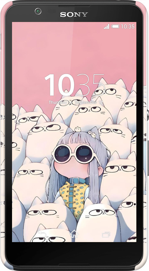 3D пластиковый матовый чехол Малышка с котами для Sony Xperia E4 Dual E2115 - 6295m-87 изображение 