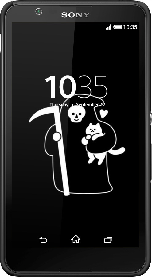 3D пластиковый матовый чехол Минималистичный арт: смерть и кошка для Sony Xperia E4 Dual E2115 - 6529m-87 изображение 