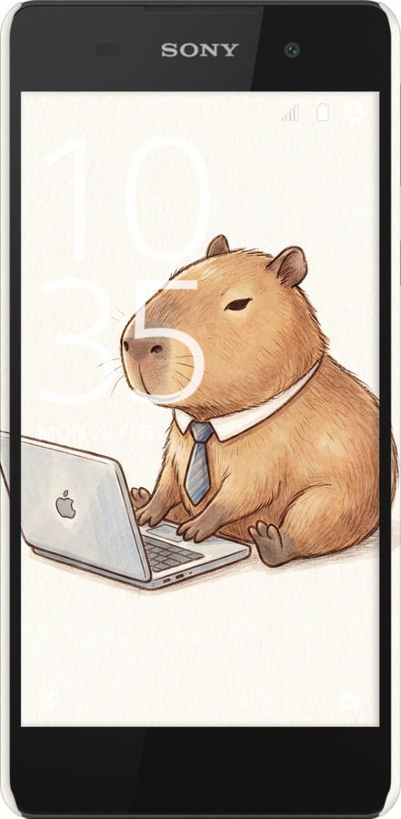 3D пластиковый глянцевый чехол Funny Capybara CEO Working для Sony Xperia E5 F3311 - 6777c-458 изображение 