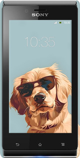 3D пластиковый глянцевый чехол Пес в очках для Sony Xperia J ST26i - 6381c-779 изображение 
