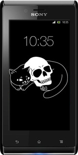 3D пластиковый глянцевый чехол С изображением кота и черепа для Sony Xperia J ST26i - 6491c-779 изображение 