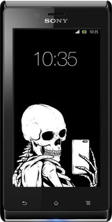 3D пластиковий глянцевий чехол Скелет робить Selfie для Sony Xperia J ST26i - 6535c-779 изображение 