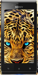 3D пластиковый глянцевый чехол Леопард для Sony Xperia J ST26i - 6611c-779 изображение 