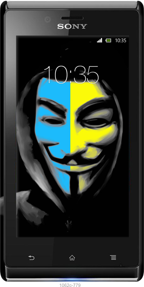 3D пластиковий глянцевий чехол Український анонімус для Sony Xperia J ST26i - 1062c-779 изображение 