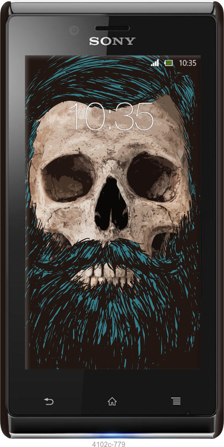 3D пластиковый глянцевый чехол Череп с бородой для Sony Xperia J ST26i - 4102c-779 изображение 