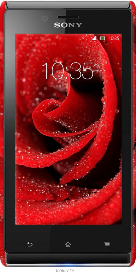 3D пластиковий глянцевий чехол Червона троянда для Sony Xperia J ST26i - 529c-779 изображение 