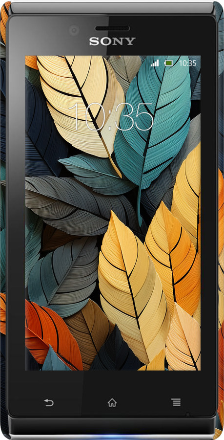 3D пластиковый глянцевый чехол Кольорове листя для Sony Xperia J ST26i - 5644c-779 изображение 
