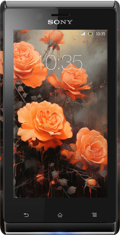 3D пластиковый глянцевый чехол Оранжевые розы для Sony Xperia J ST26i - 5944c-779 изображение 