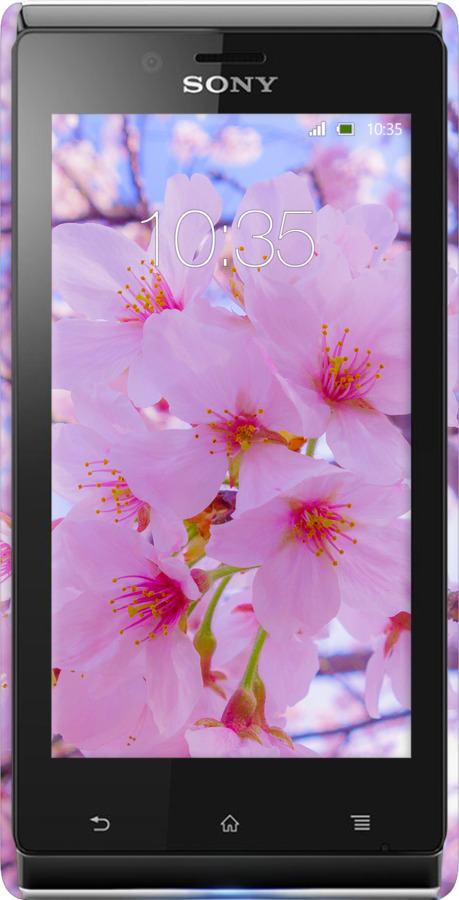 3D пластиковый глянцевый чехол Сакура для Sony Xperia J ST26i - 6029c-779 изображение 