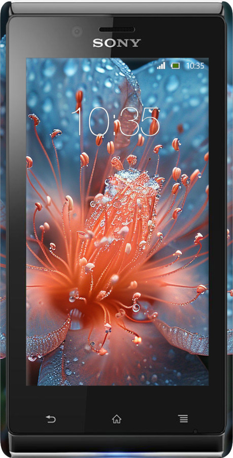 3D пластиковый глянцевый чехол Роса на цветке для Sony Xperia J ST26i - 6039c-779 изображение 