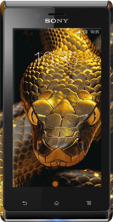 3D пластиковий глянцевий чехол Golden snake для Sony Xperia J ST26i - 6072c-779 изображение 