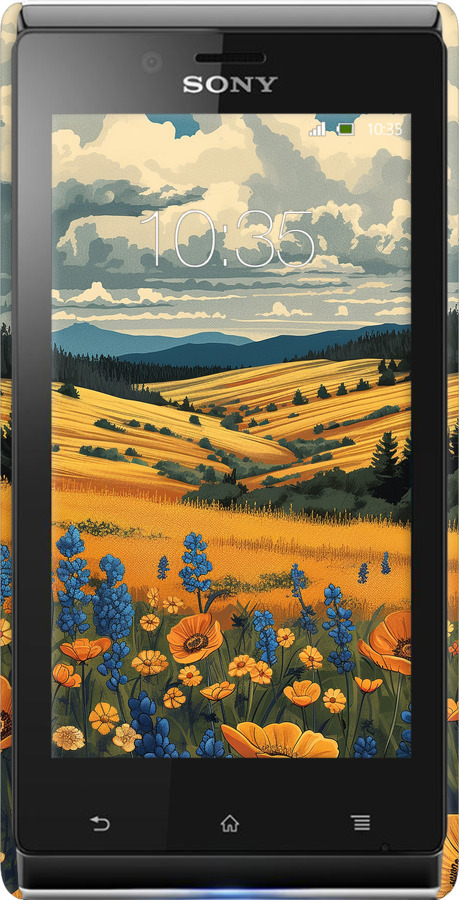 3D пластиковый глянцевый чехол Украинское поле для Sony Xperia J ST26i - 6082c-779 изображение 