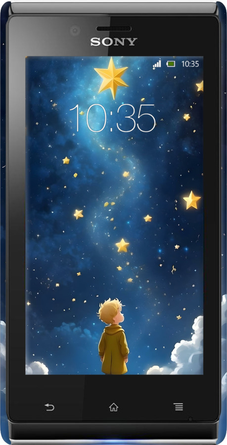 3D пластиковий глянцевий чехол Маленький принц для Sony Xperia J ST26i - 6326c-779 изображение 